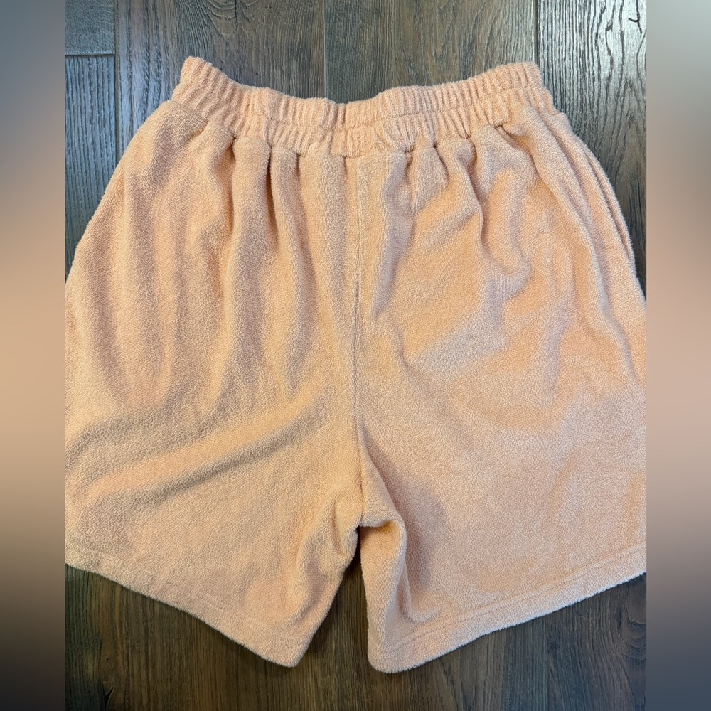 Free People Beach Cozy Peach Terry Cloth Elastic High Waist Shorts - Picture 3 of 4